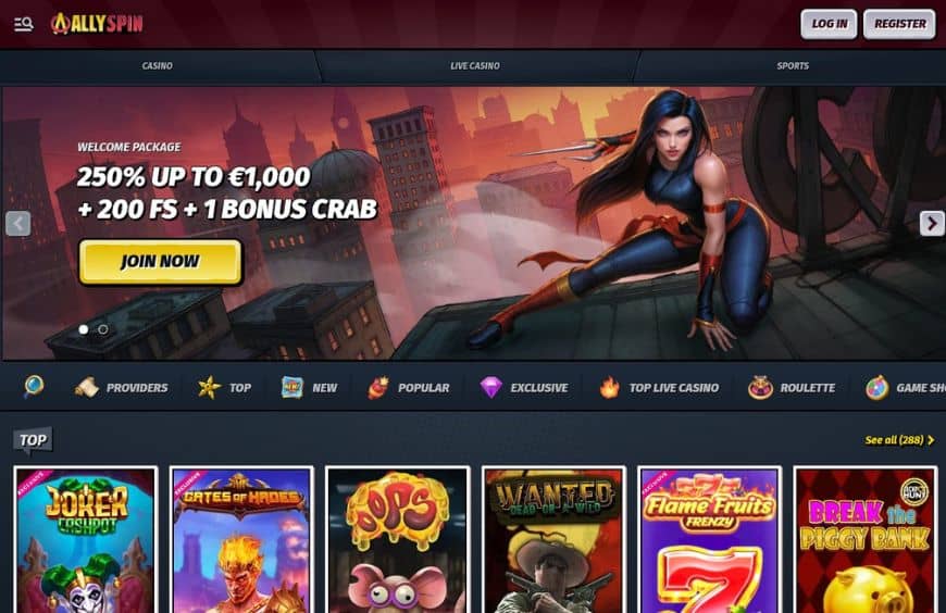 Allyspin Casino Homepage