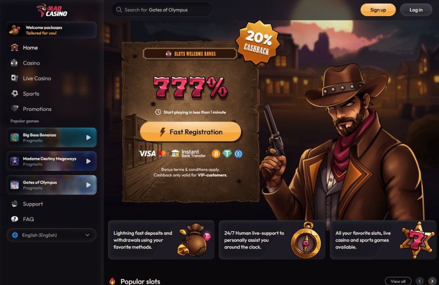 Mad Casino Homepage