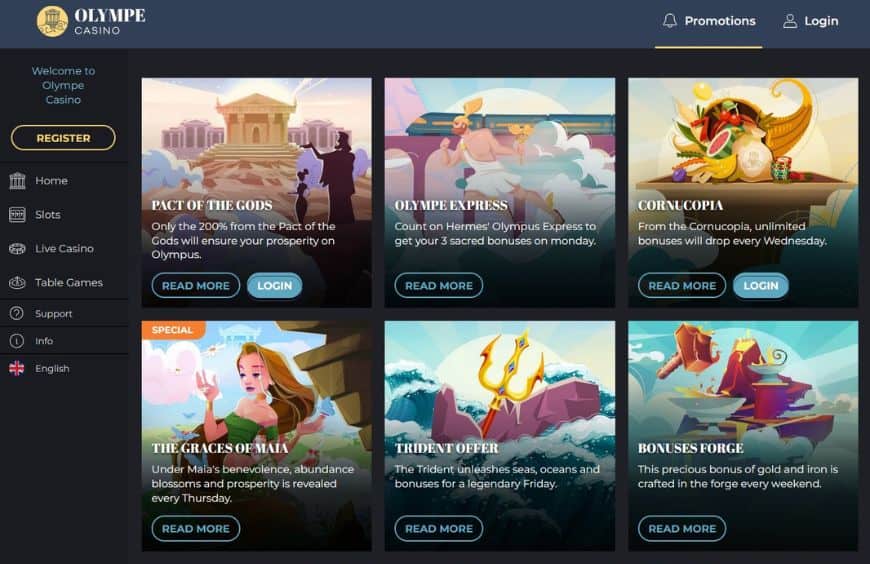 Olympe Casino Promotions