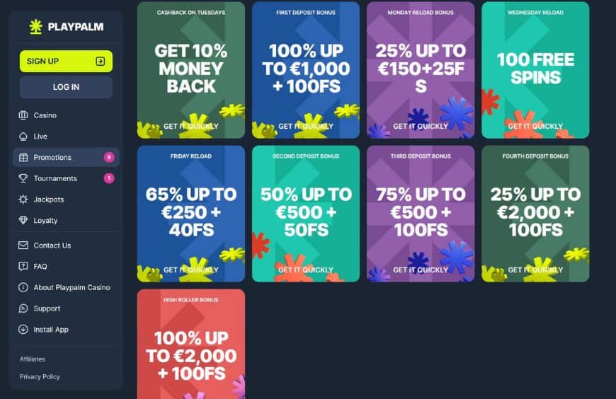 PlayPalm Casino Promotions