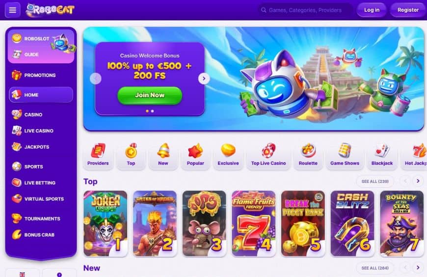 RoboCat Casino Homepage