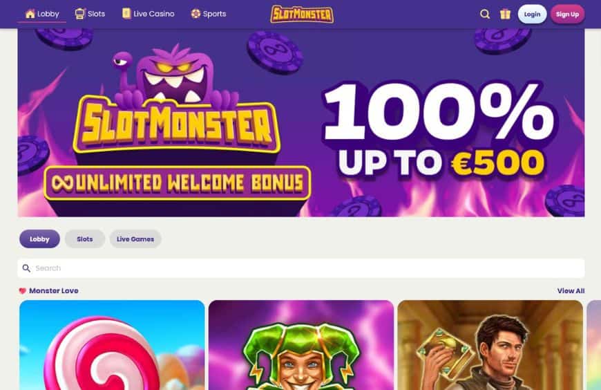 Slotmonster Casino Homepage