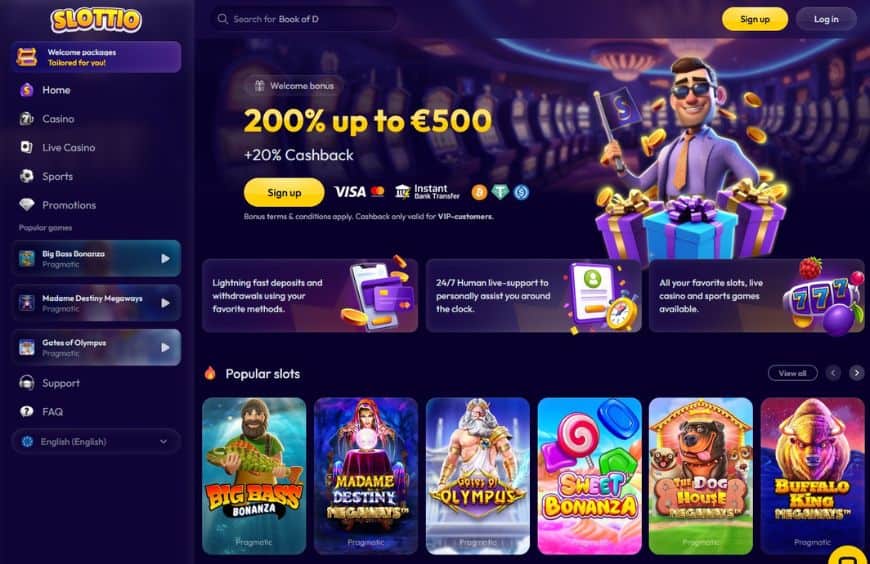 Slottio Casino Homepage