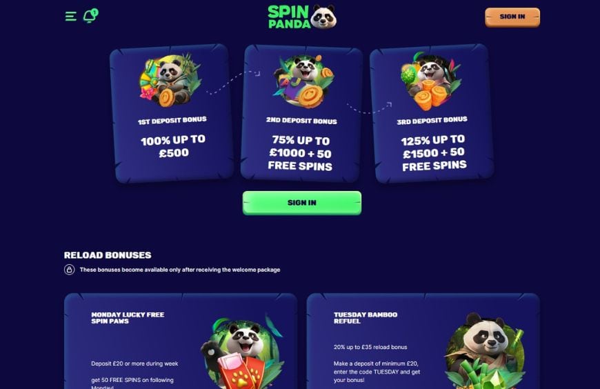 Spin Panda Casino Bonuses