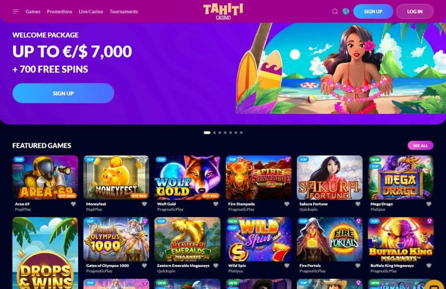 Tahiti Casino Homepage