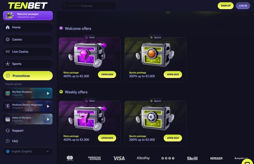 Tenbet Casino Promotions