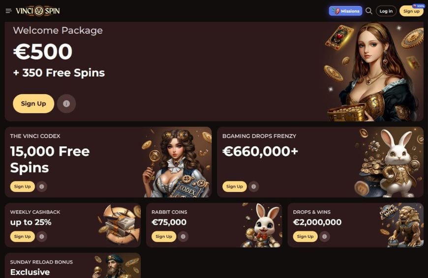 Vincispin Casino Promotions