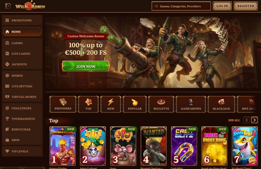 Wildrobin Casino Homepage