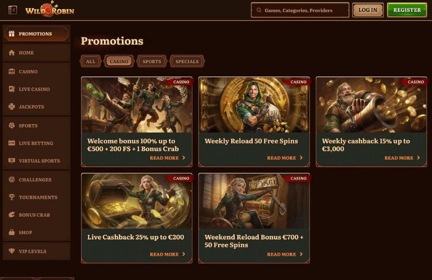 Wildrobin Casino Promotions