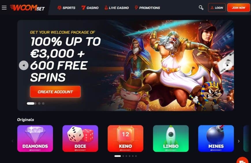 WoomBet Casino Homepage