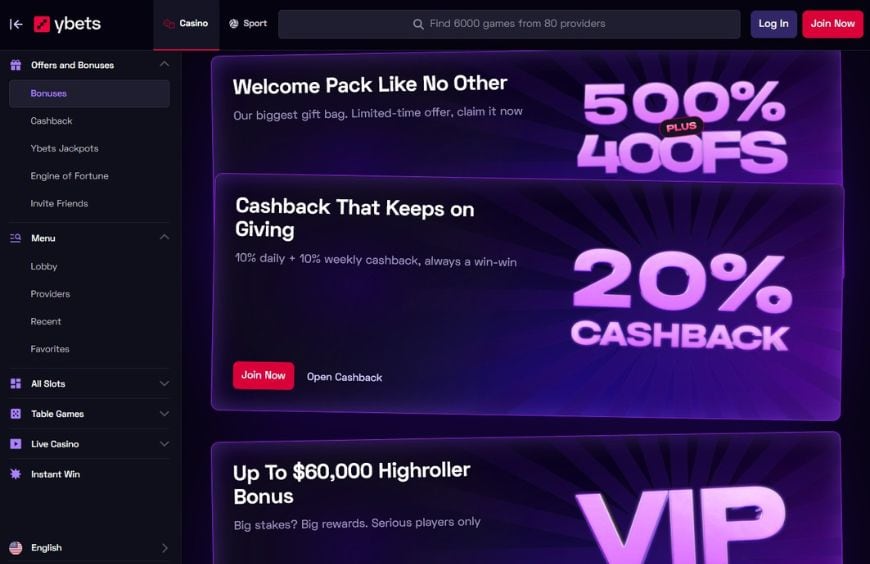 Ybets Casino Bonuses