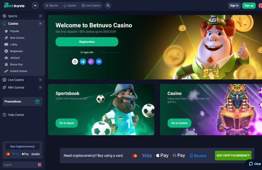 BetNuvo Casino Homepage
