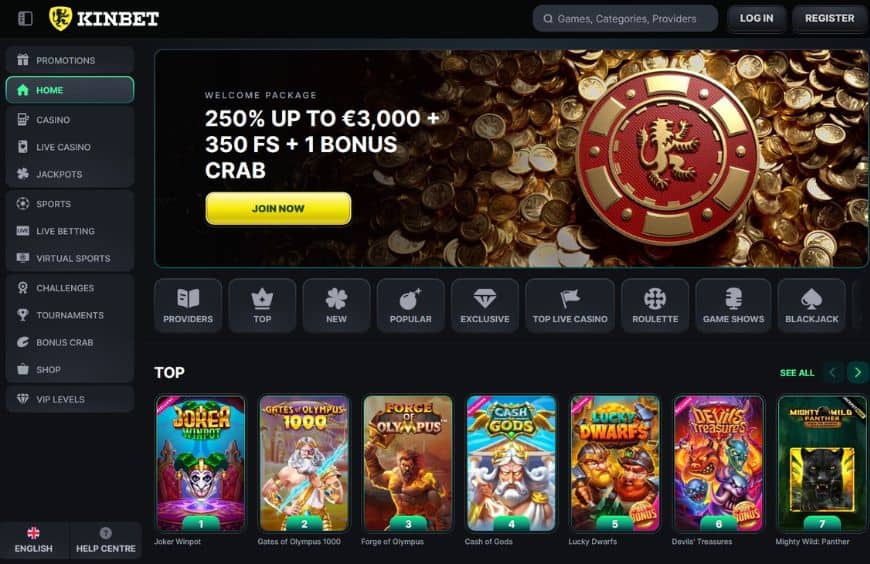 Kinbet Casino Homepage