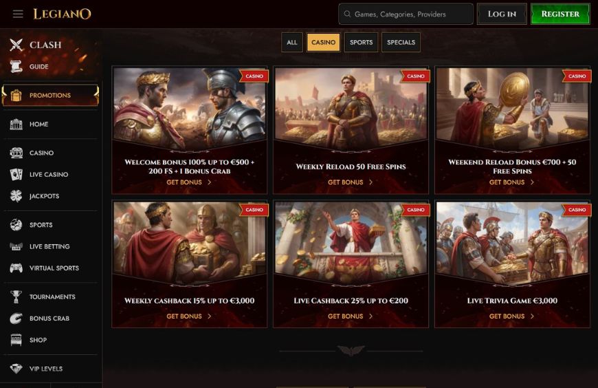 Legiano Casino Bonuses