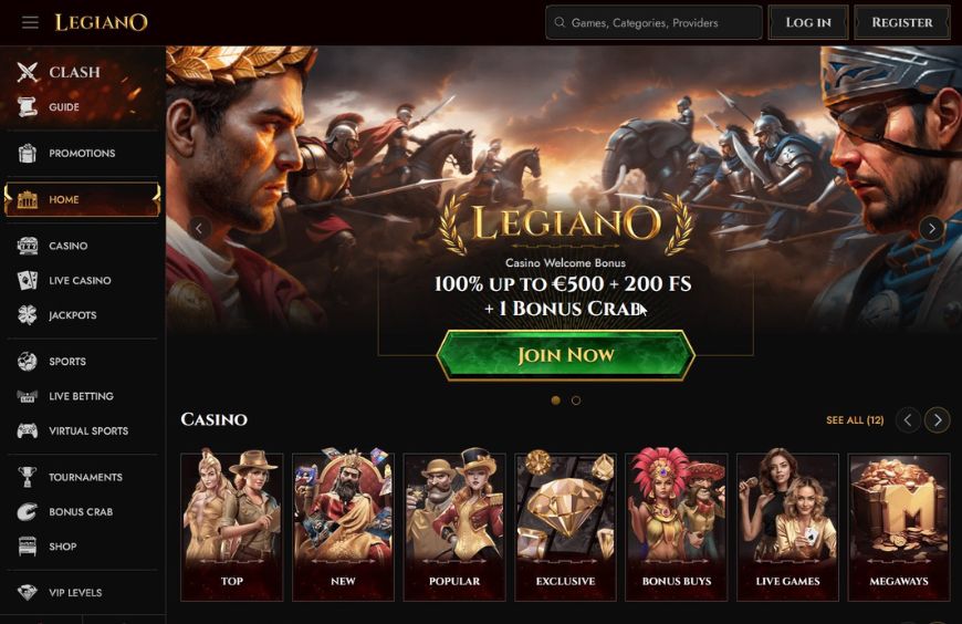 Legiano Casino Homepage