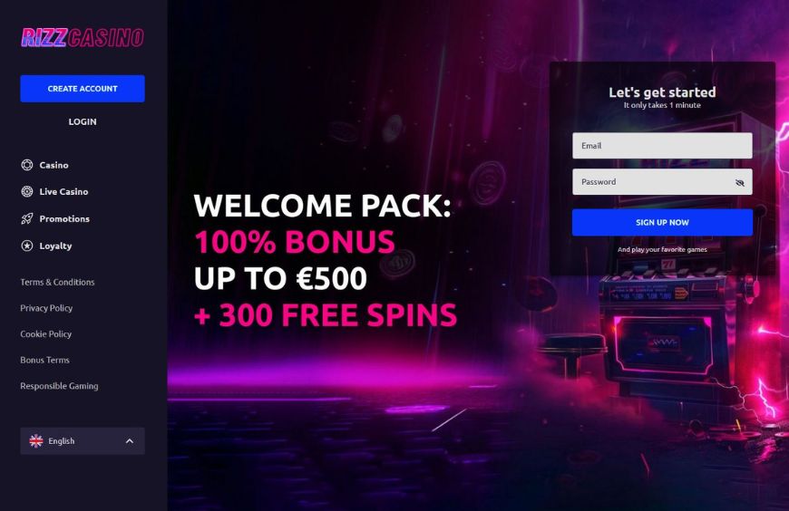 Rizz Casino Homepage