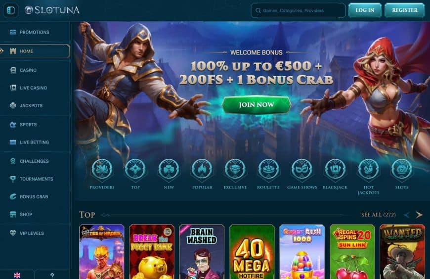 Slotuna Casino Homepage