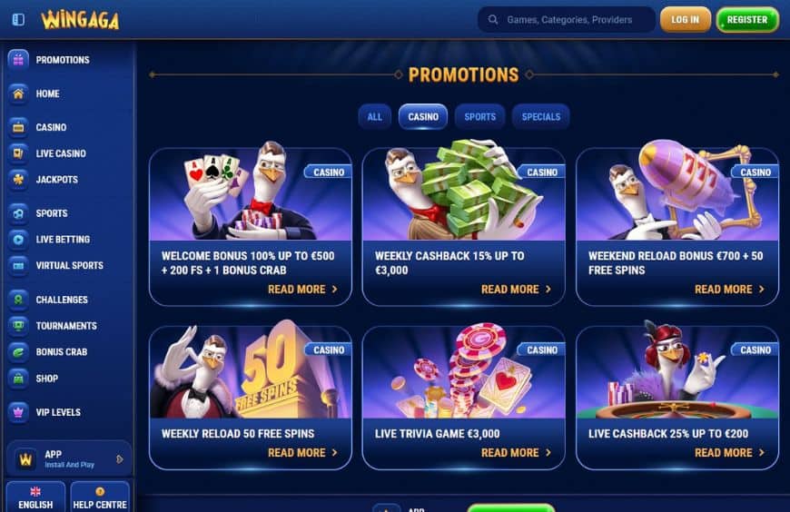 Wingaga Casino Promotions