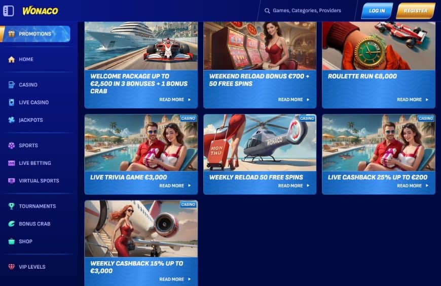 Wonaco Casino Promotions