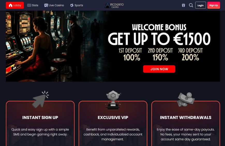 Incognito Casino Homepage