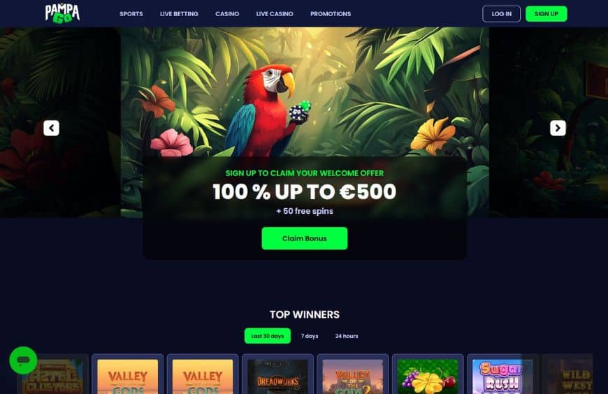 Pampago Casino Homepage