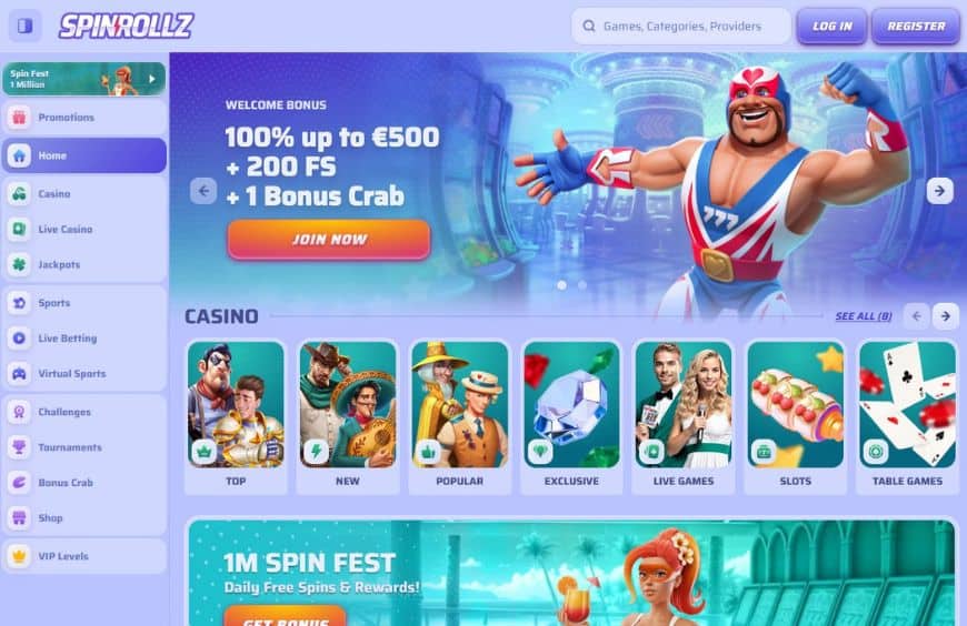 Spinrollz Casino Homepage