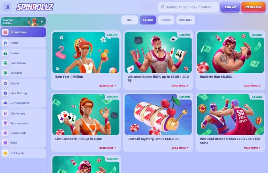 Spinrollz Casino Homepage